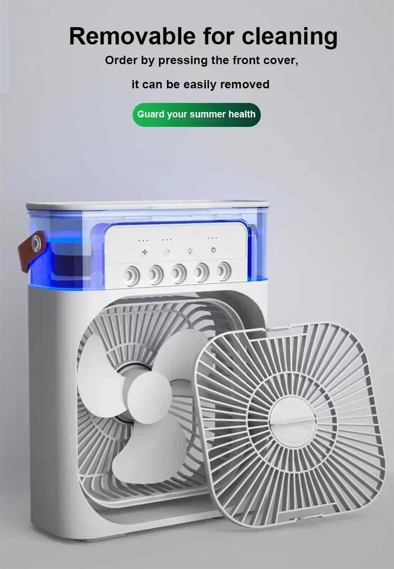 3 In 1 Fan AIr Conditioner Household Mini Air Cooler LED Night Light Portable Humidifier Air Adjustment Fan Office Home Fan