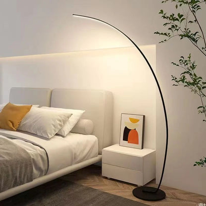 Nordic Designer Curved Aluminum LED Floor Lamp Modern Standing Light for Living Room Bedroom Bedside Room Decorative Lighting