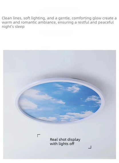 Blue Sky and White Clouds Circular Acrylic LED Ceiling Lamp Minimalist Bedroom Lighting Home Living Room Study Atmosphere Lights