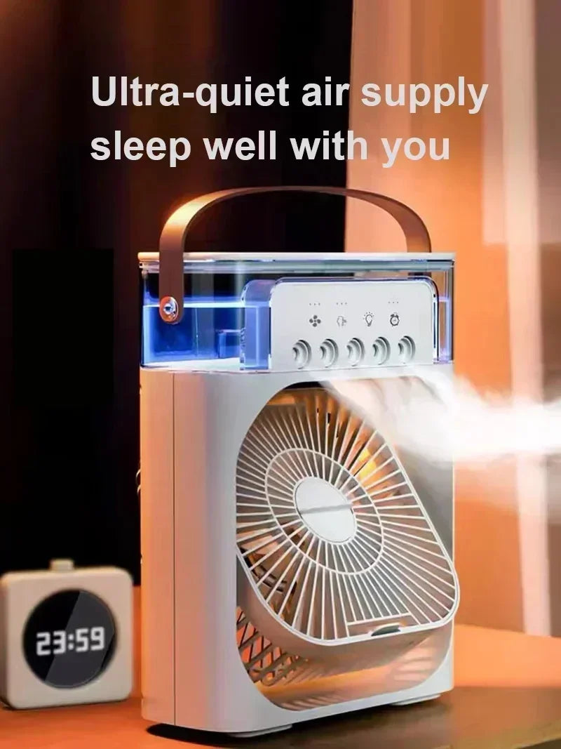 New LED 3 In 1 Fan AIr Conditioner Household Mini Air Cooler  Night Light Portable Humidifier Air Adjustment Fan Office Home Fan