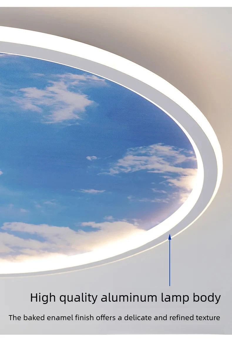 Blue Sky and White Clouds Circular Acrylic LED Ceiling Lamp Minimalist Bedroom Lighting Home Living Room Study Atmosphere Lights