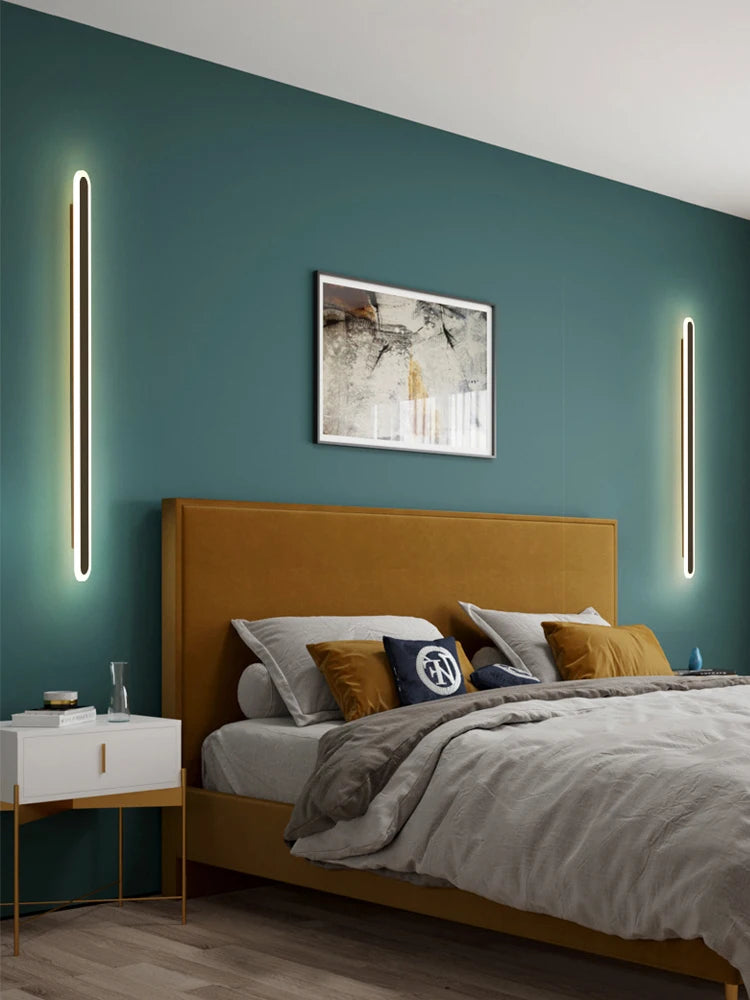 Modern Outdoor Long Strip LED Wall Lamp Waterproof IP65 Stair Wall Fitting Villa Living Room Corridor Lamp Courtyard Garden Lamp