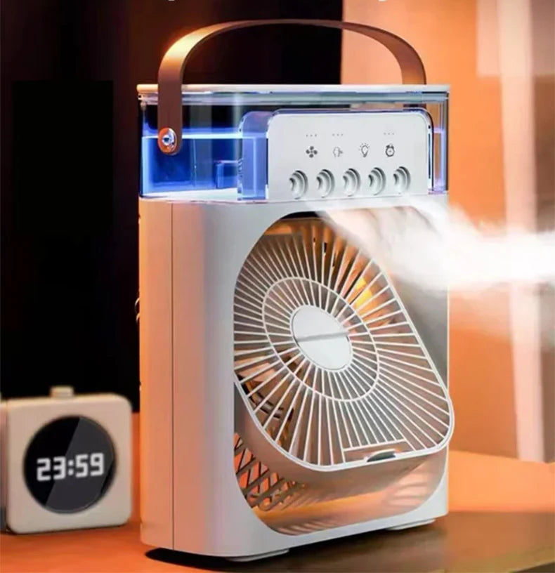 New 3 In 1 Fan AIr Conditioner Household Mini Air Cooler LED Night Light Portable Humidifier Air Adjustment Fan Office Home Fan