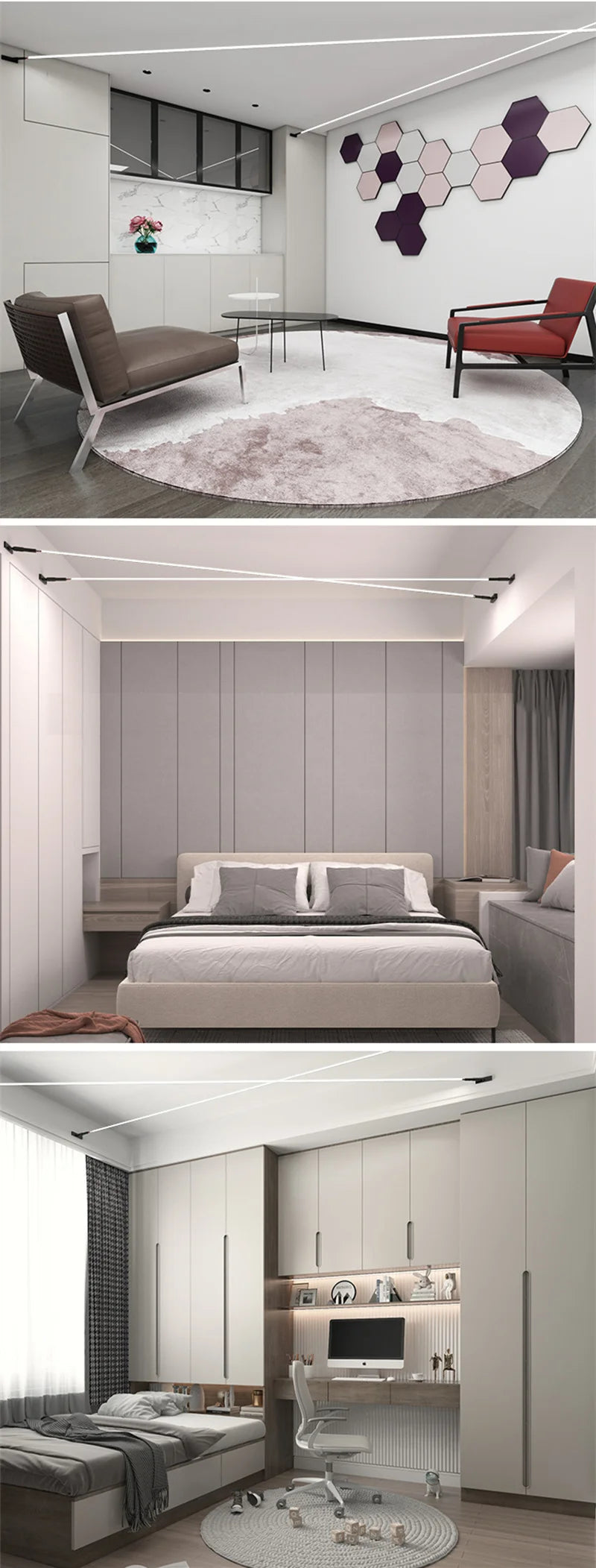 Diy Long LED Skyline Steel Strip Luminous Linear No Main Light Decoration, Modern Minimalist Creative Exhibition Hall Wall Light