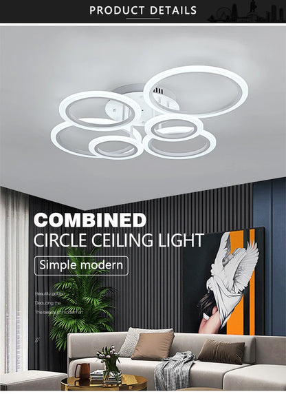 Nordic LED Ceiling Light Circular Acrylic with Remote Control Dimming Ceiling Lamp Living Room Dining Room Bedroom Decor Lights