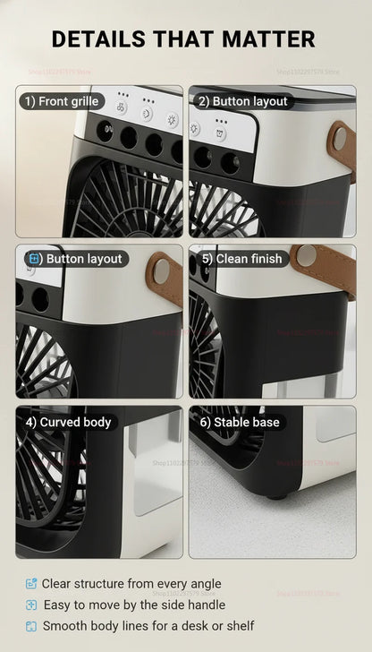 3 In 1 Fan AIr Conditioner Household Mini Air Cooler LED Night Light Portable Humidifier Air Adjustment Fan Office Home Fan
