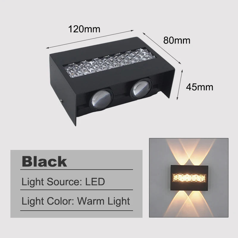 Outdoor Waterproof LED Wall Light IP65 Aluminum Simple Design Suitable for Corridor Garden Staircase Exterior Wall Bedroom Livin