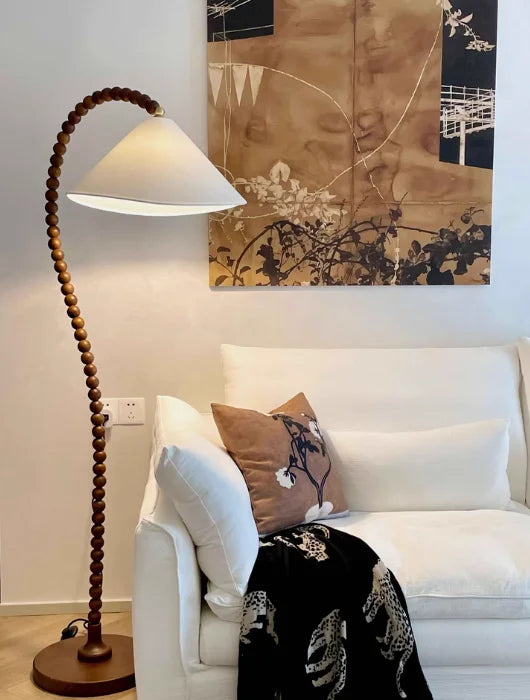 Nordic ARC Floor Lamp Retro Wooden Standing Lamp For Homestay Living Room Sofa Side Study Bedroom Bedside Reading Stand Lighting