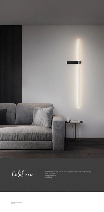 LED Wall Lamp Modern Minimalist Strip Wall Decor Lights Lighting for Bedroom Bedside Living Room TV Sofa Lobby Background Decor