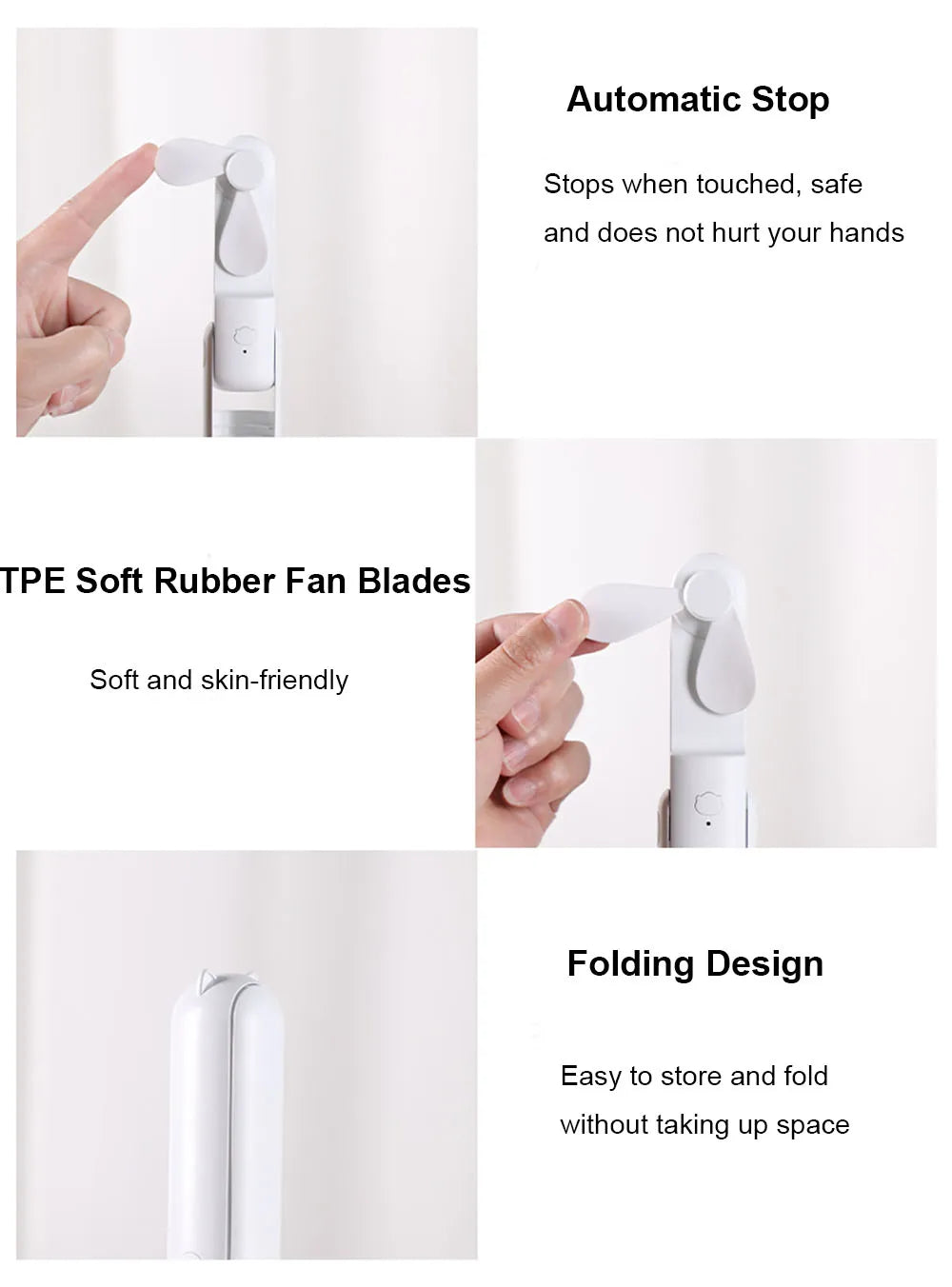 Mini Hand Fan Portable Pocket Fan USB Rechargerable Handheld Fan  Outdoor Small Personal Hand Fan For Travel Mini Desk Fan