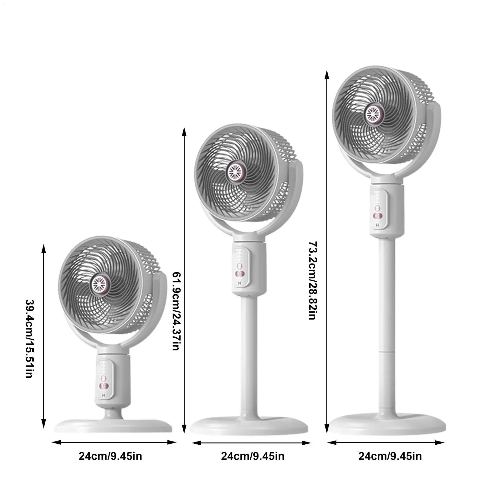 Tower Fan 5-Speed Air Circulation Device with Timer Oscillating Type-C Rechargeable Adjustable Height Standing Fan Tower for