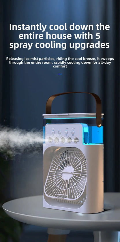 New 3 In 1 Fan AIr Conditioner Household Small Air Cooler LED Night Light Portable Humidifier Air Adjustment Fan Office Home Fan