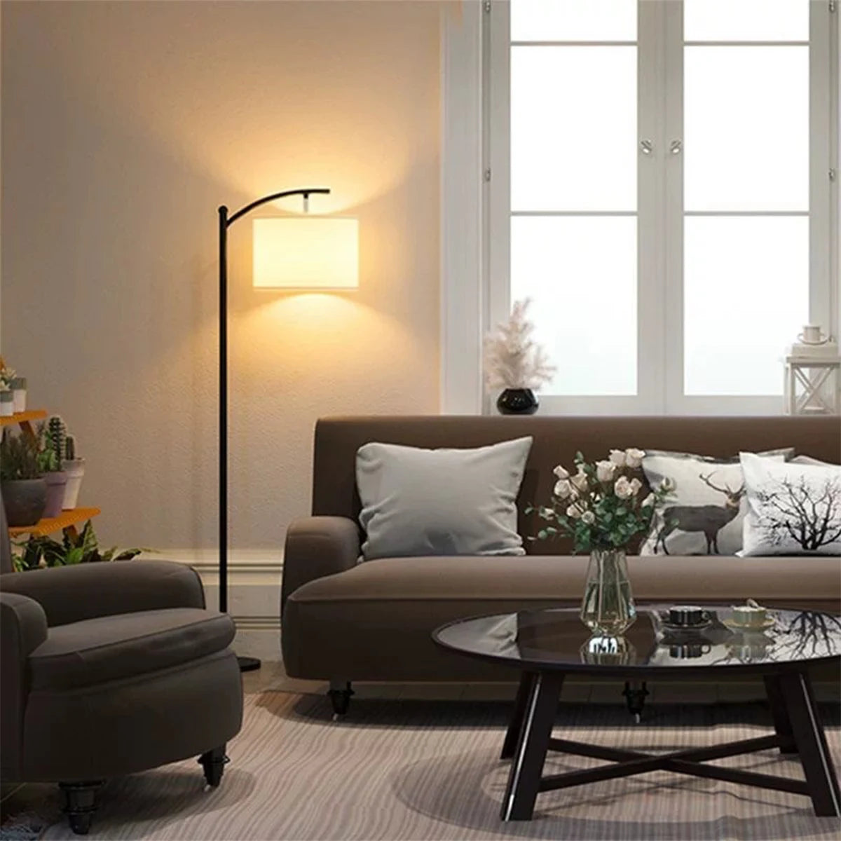 Modern Nordic Fabric Floor Lamp LED Standing Lamp for Living Room Bedroom Study Dining Room Hotel Villa Home Decor Bedside Lamp