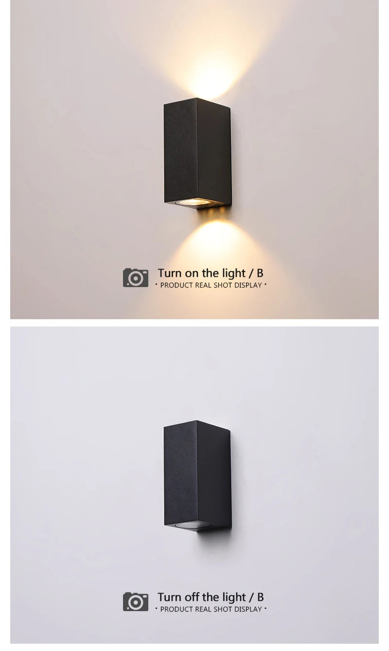 Waterproof LED Outdoor Wall Lamp IP65 Upper Lower Lighting Porch Garden Lamp Indoor Bedroom Bedside Home Decor Wall Light