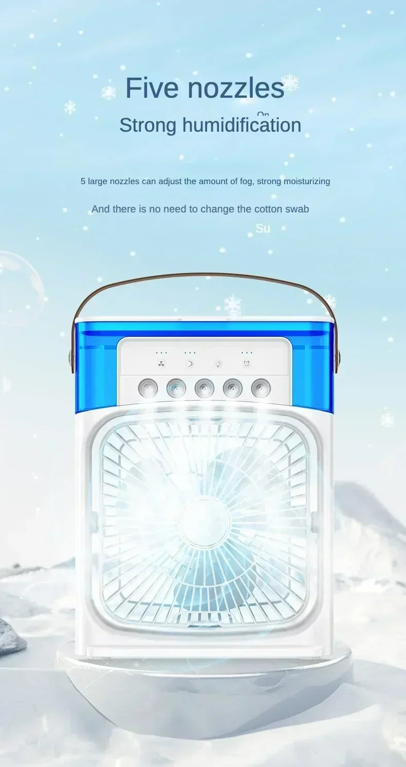 New Fan AIr Conditioner Household Mini Air Cooler LED Night Light Portable Humidifier Air Adjustment Fan Office Home Fan