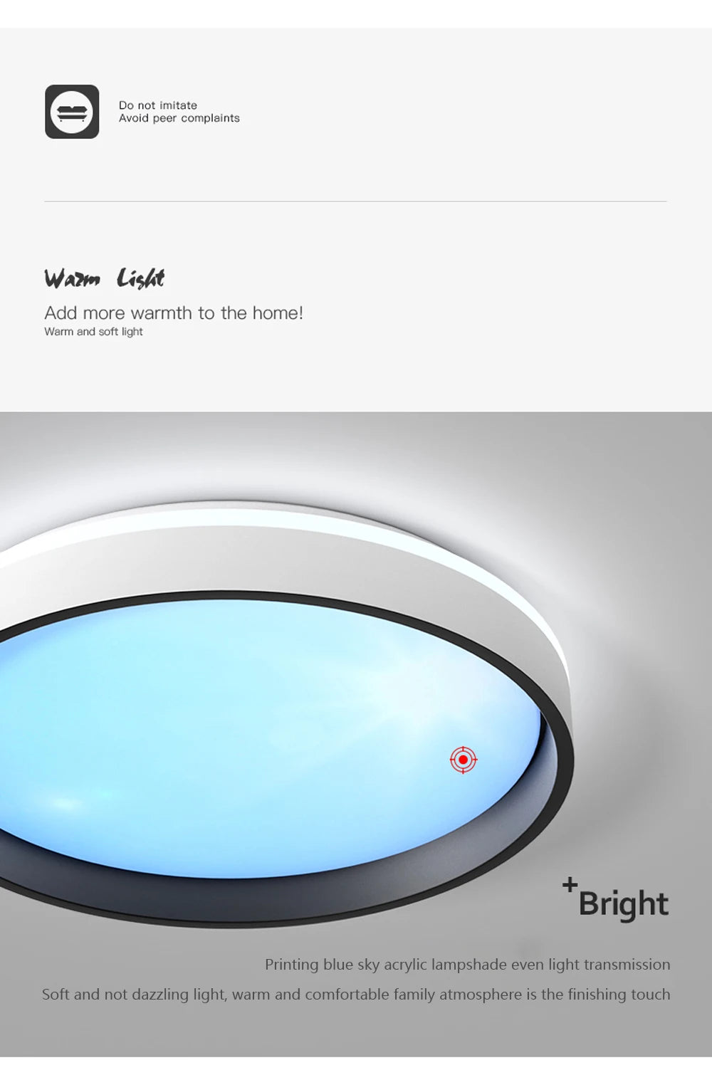 Modern LED Blue Sky Ceiling Lamp Smart Brightness Dimmable Round Ceiling light for Living Room Bedroom Kitchen Moon Lighting