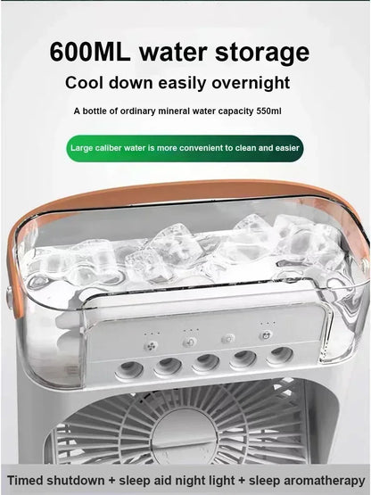 3 In 1 Fan AIr Conditioner Household Mini Air Cooler LED Night Light Portable Humidifier Air Adjustment Fan Office Home Fan