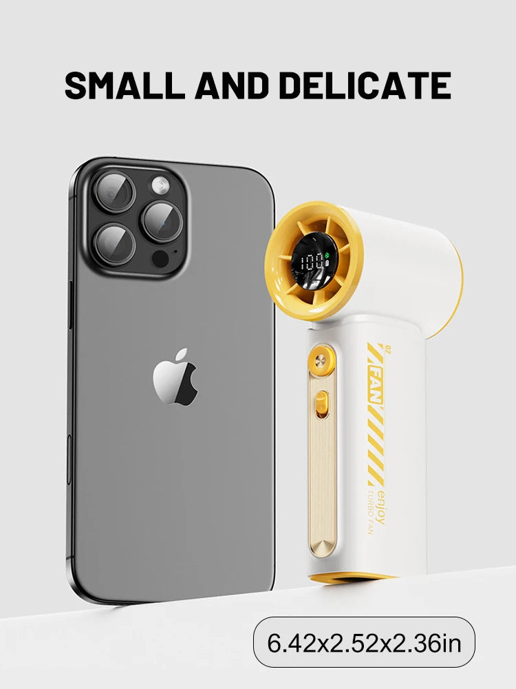 New Portable Turbo Small Air Cannon Handheld Fan 100 Wind Speeds Adjustable Mini Electric Fan USB Charging Fan Outdoor Mini Fan