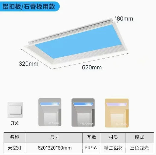 Blue Sky Light Ceiling Lamp for Bathroom Indoor Decor Panel Kids Room Lamp Kitchen Natural Lighting Surface Ceiling Chandelier