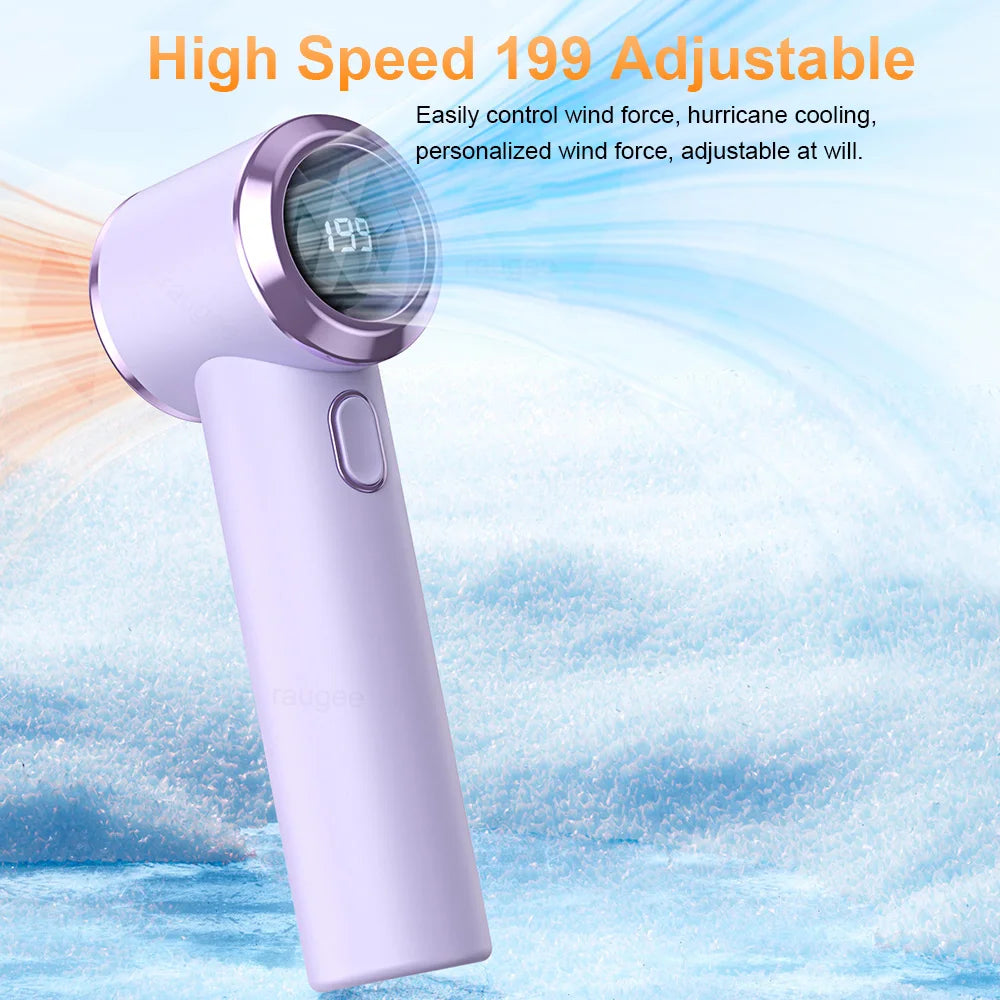 Portable Mini Fan High Speed Handheld Fans 199 Speeds Wind Adjustable 2000mAh USB Rechargeable Personal Small Fan for Outdoor