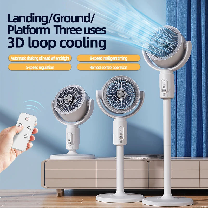 Electric fan Air turbine circulation fan Floor fan Adjustable height shaking head five-speed adjustment silent fan