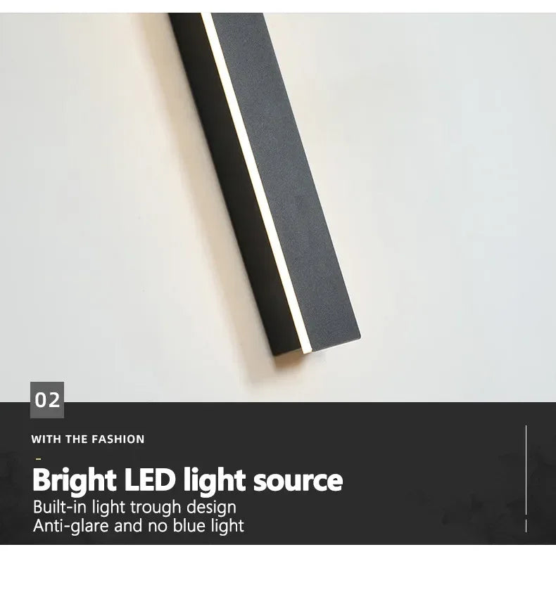 Modern Outdoor Waterproof LED Wall Lamp IP65 Linear Strip Lighting for Porch Garden Garage Staircase Bedroom Home Decoration